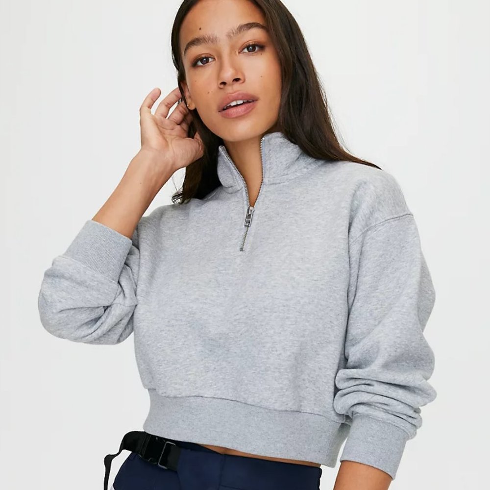Aritzia Tna Perfect 1/4 Zip Crop Sweatshirt